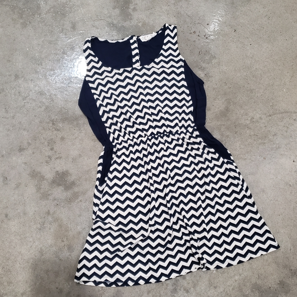 Navy and Cream Chevron Sundress